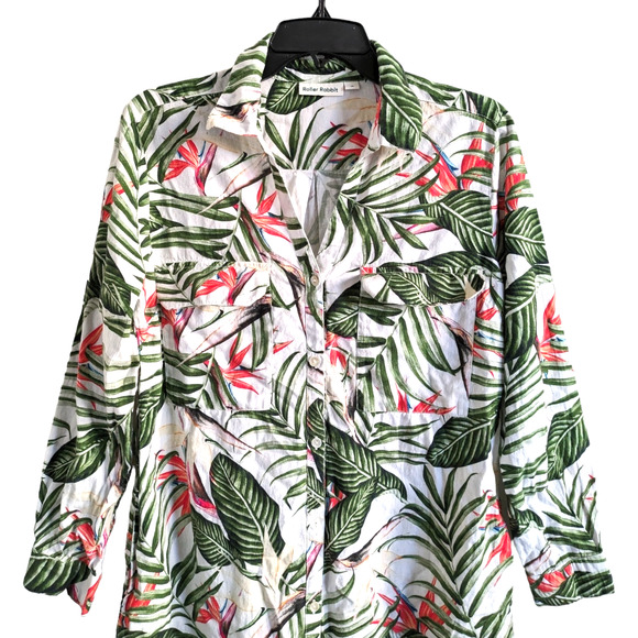 Roberta Roller Rabbit Nusa Penida Shirra Green Shirt Dress Medium - Picture 4 of 6